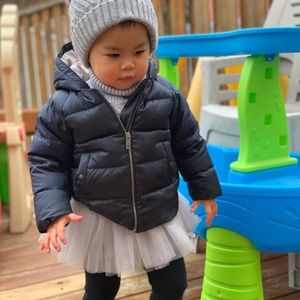 Navy blue puffer jacket by Burberry kids